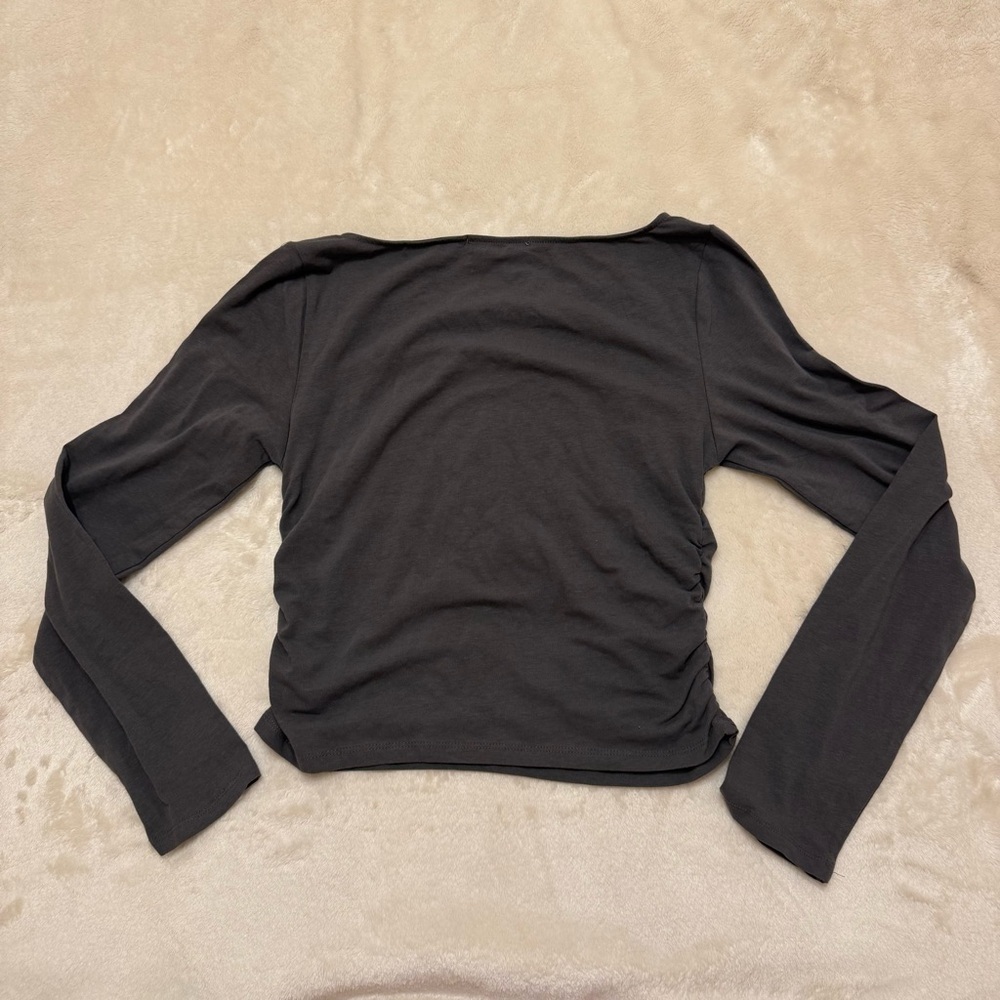 Pink Rose Charcoal Long Sleeve Blouse - Picture 3 of 4